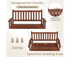 Costway Wood Porch Swing Chair Outdoor Hanging Bench Patio Baconly Furniture w/Adjustable Chains & Back,Brown