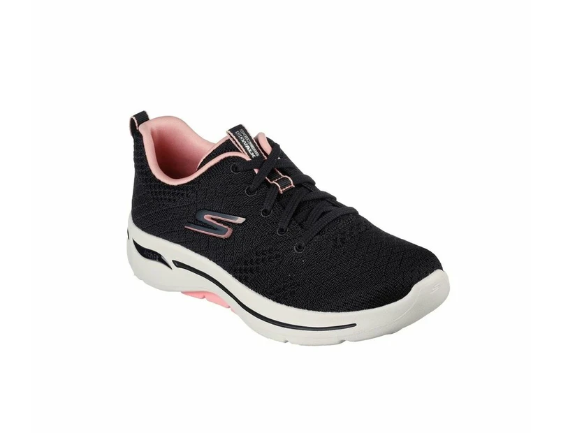 Womens Skechers Go Walk Arch Fit Unify Black/Pink Athletic Shoes - Multi