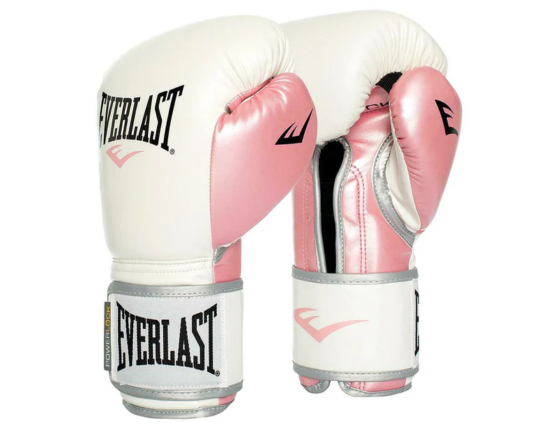 Everlast Powerlock Size 12oz Training / Boxing Gloves - White/Pink