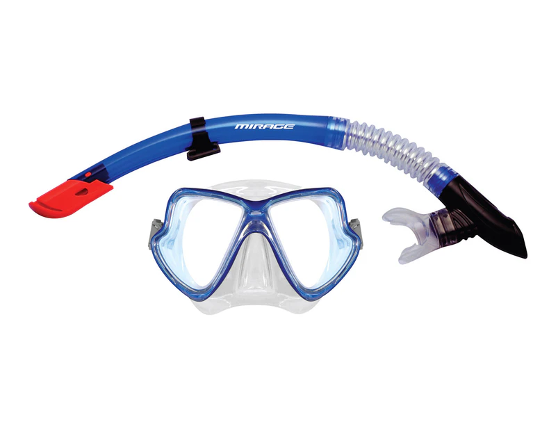 Mirage Adult Pacific Mask & Snorkel Set - Blue/Clear