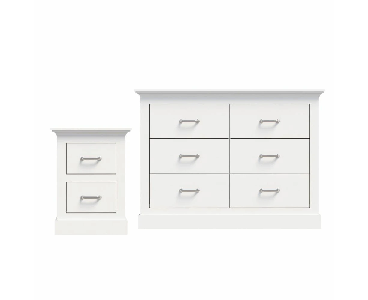 Cosmoliving 6 Chest of Drawers White with Bedside Table