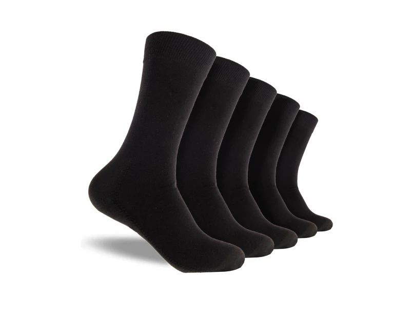Mitch Dowd - Men's Plain Cotton Indestructibles Crew Socks 5 Pack - Black