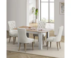 Oikiture 160cm Extendable Dining Table with 4PCS Dining Chairs Velvet Beige