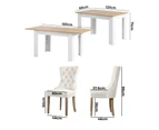 Oikiture 160cm Extendable Dining Table with 4PCS Dining Chairs Velvet Beige