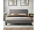 Oikiture Bed Frame Double Size Bed Platform Wooden Fabric Grey