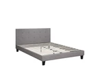 Oikiture Bed Frame Double Size Bed Platform Wooden Fabric Grey