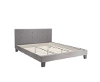 Oikiture Bed Frame King Size Bed Platform Wooden Fabric Grey