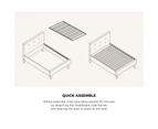 Oikiture Bed Frame Single Size Bed Platform White Boucle