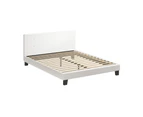 Oikiture Bed Frame Double Size Bed Platform White Boucle