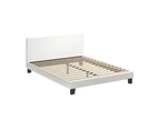 Oikiture Bed Frame Queen Size Bed Platform White Boucle