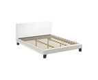 Oikiture Bed Frame King Size Bed Platform White Boucle