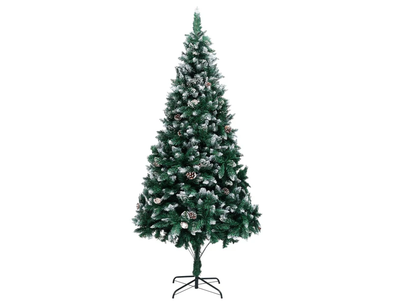 Artificial Christmas Tree with Pine Cones and White Snow 210 cm