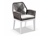 Hugo Outdoor Aluminium and Rope Dining Chair - Outdoor Chairs - White