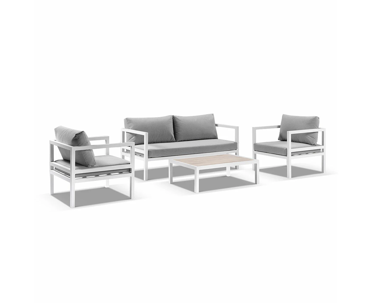 Outdoor Cuba Outdoor Aluminium 2+1+1 Lounge Set With Coffee Table - Outdoor Aluminium Lounges - Frost White