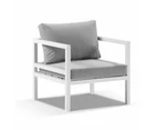 Cuba Outdoor Aluminium 2+1+1 Lounge Set with Coffee Table - Outdoor Aluminium Lounges - Frost White