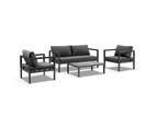 Cuba Outdoor Aluminium 2+1+1 Lounge Set with Coffee Table - Outdoor Aluminium Lounges - Frost White