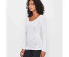 Target Thermal Pointelle Brushed Long Sleeve Top - White
