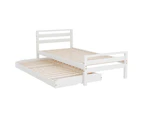 Artiss Bed Frame Single Size 2-in-1 Trundle Wooden White AVIS