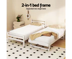 Artiss Bed Frame Single Size 2-in-1 Trundle Wooden White AVIS