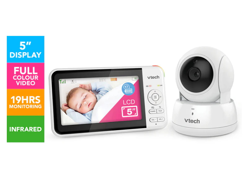 VTech BM5550AU 13cm Pan/Tilt Full Colour Camera Baby Monitor Video/Audio Sound