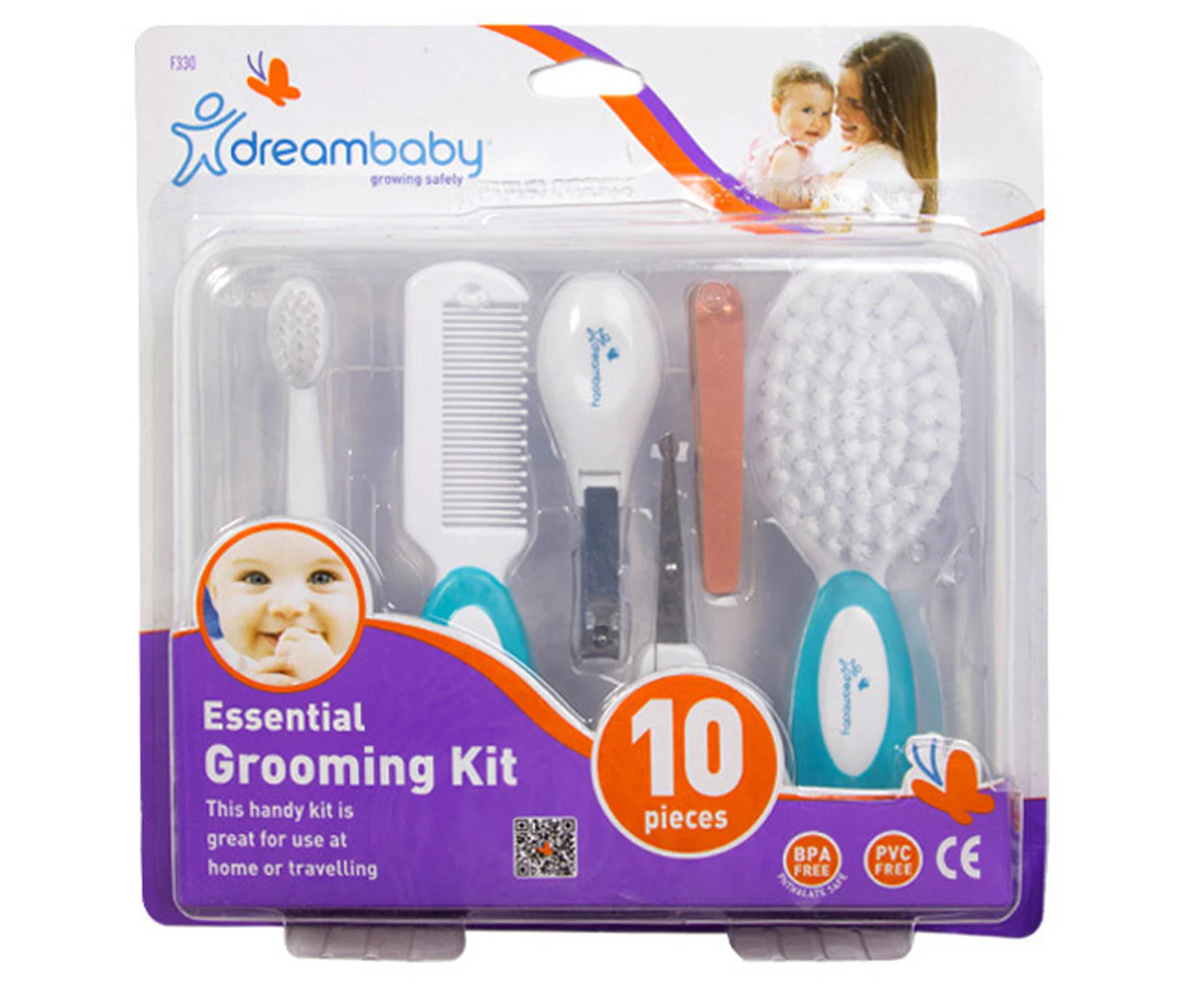 10pc Dreambaby Baby Essential Grooming Kit Toothbrush/Hair Brush/Comb Aqua 0m+