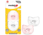 Medela Baby 0-6 Months Soft Silicone Soothers w/ Sterilising Box - Pink/Grey
