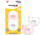 Medela Baby 0-6 Months Soft Silicone Soothers w/ Sterilising Box - Pink/Grey