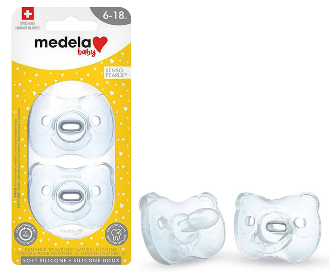 Medela Baby 6-18 Months Soft Silicone Soothers w/ Sterilising Box - Blue/Grey