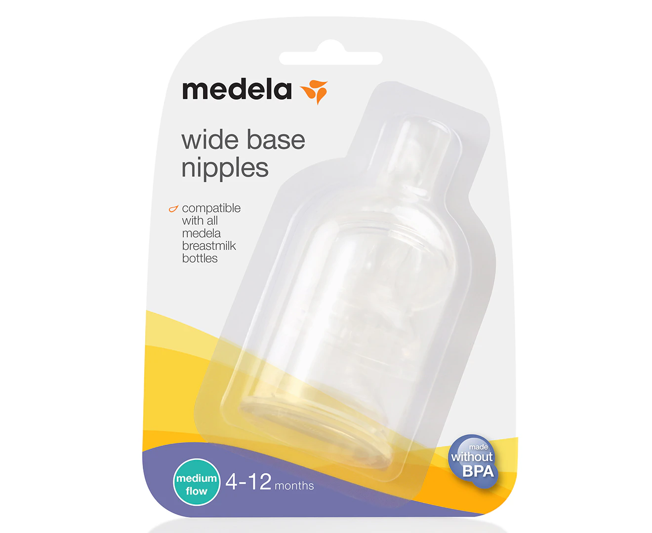 Medela 4-12 Months Medium Flow Wide Base Nipples 3-Pack