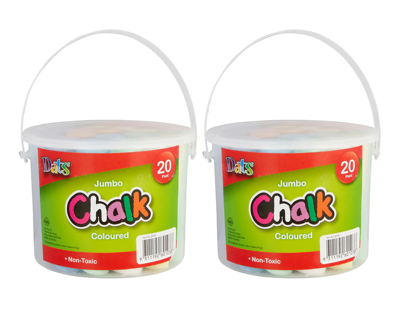 2 x Dats Jumbo Coloured Chalk 20-Pack - Assorted