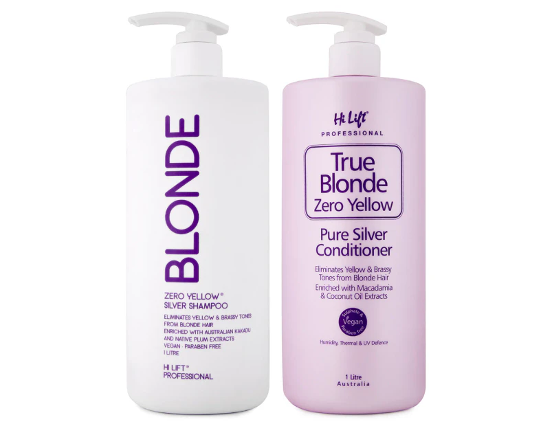 Hi Lift True Blonde Zero Yellow Pure Silver Shampoo & Conditioner Duo 1L