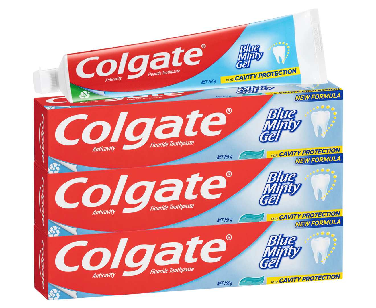 3 x Colgate Blue Minty Gel Toothpaste Mint 165g