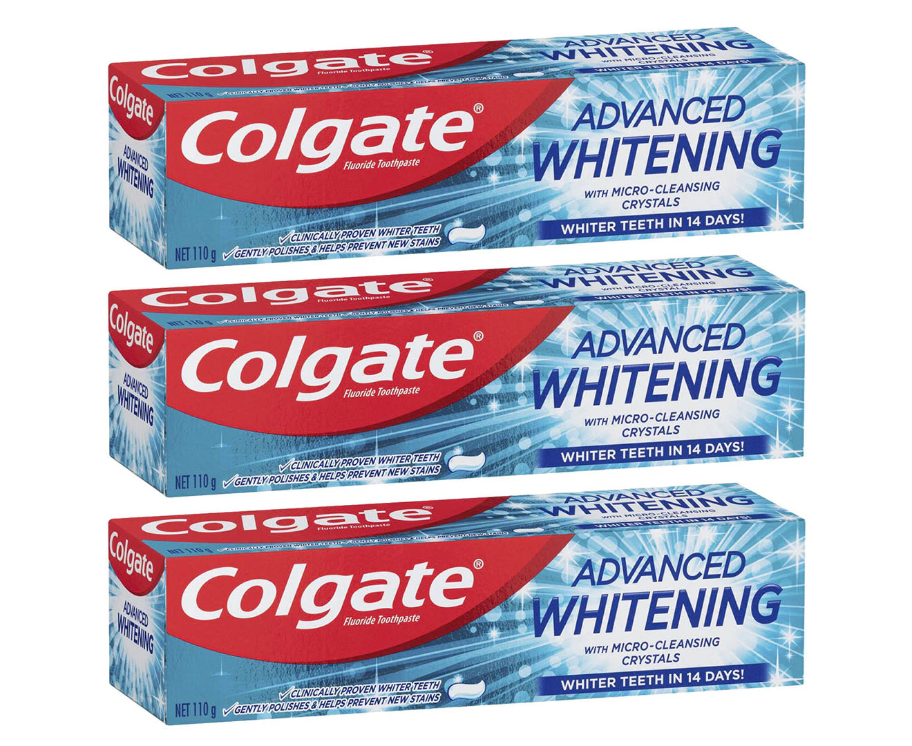 3 x Colgate Advanced Whitening Toothpaste 115g