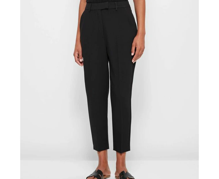 High Waist Slim Tapered Ankle Pants - Preview - Black