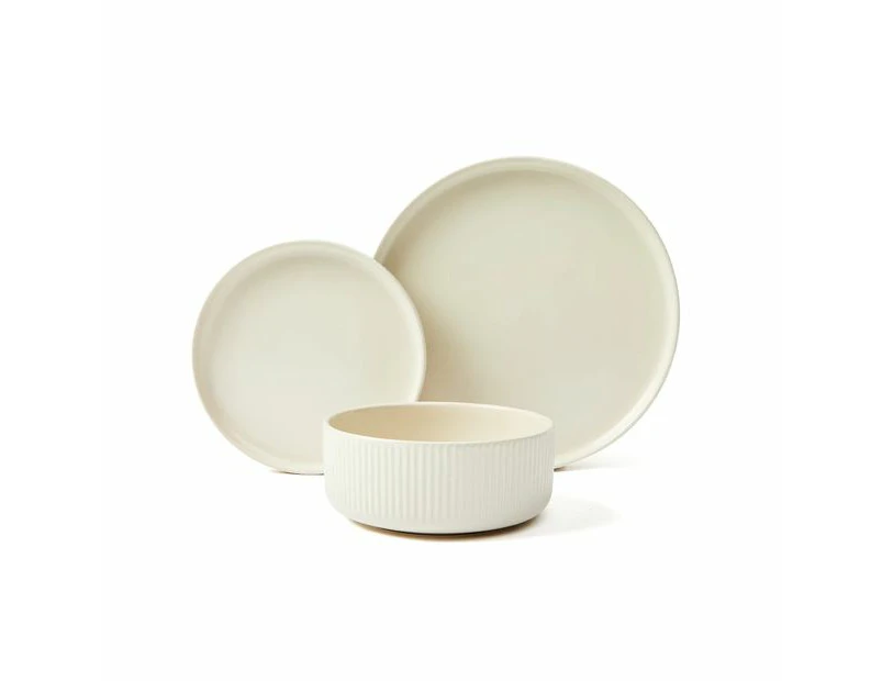 Taupe Linear 12 Piece Dinner Set - Anko