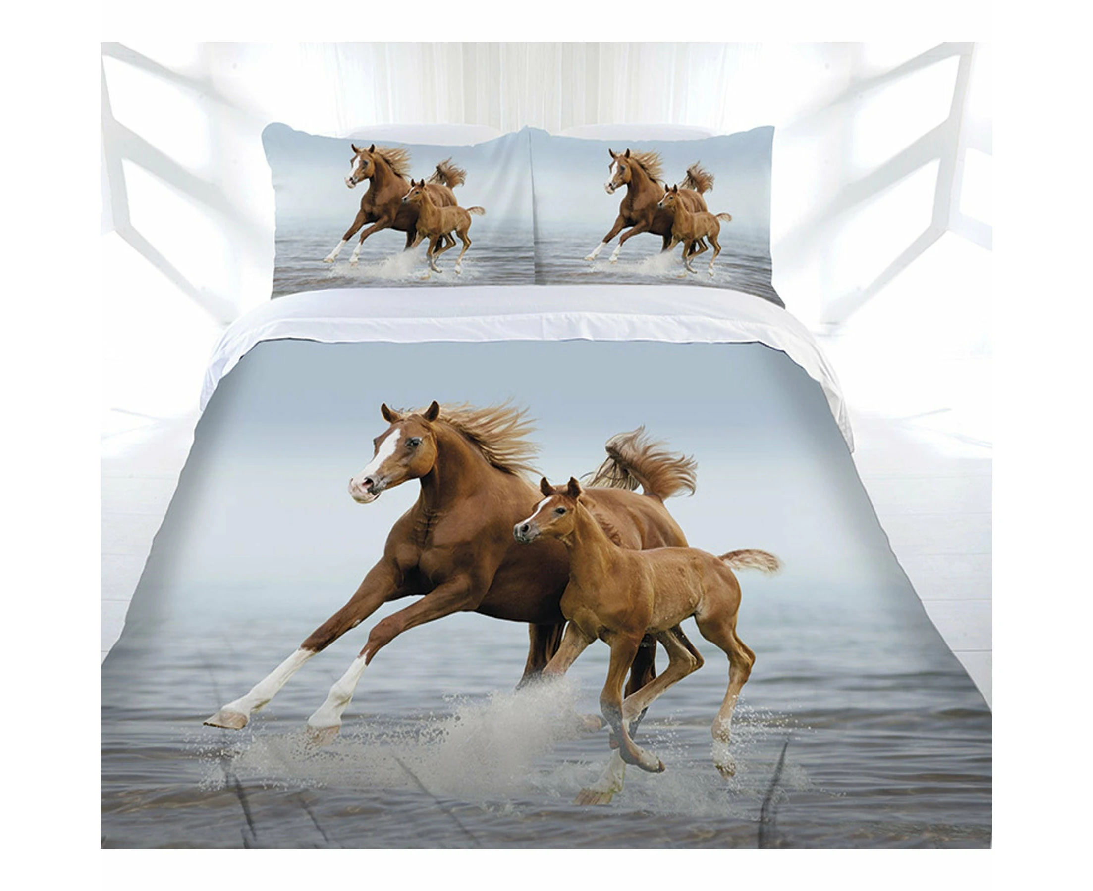 Just Home Frolicking Horse Quilt Cover Set Queen