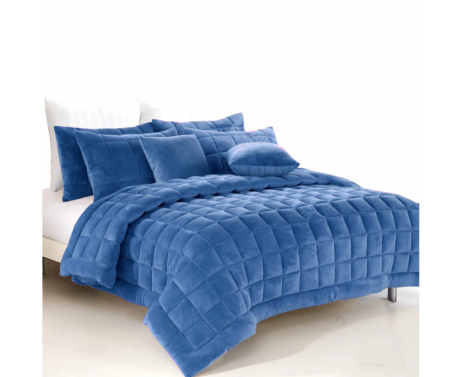 Alastairs Augusta Faux Mink Quilt / Comforter Set Denim Single