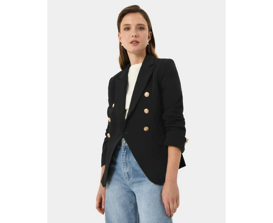 Forcast Women's Elodie Double Breasted Blazer - Black