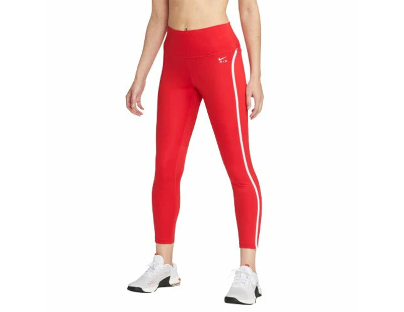 Nike Air Womens Dri-FIT Fast Mid-Rise 7/8 Running Tights - Red