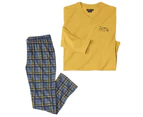 Atlas For Men Mens Checked V Neck Long Pyjama Set (Blue/Yellow) - AF1590