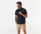 Tommy Hilfiger Men's Solid Linen Blend Short Sleeve Shirt - Desert Sky