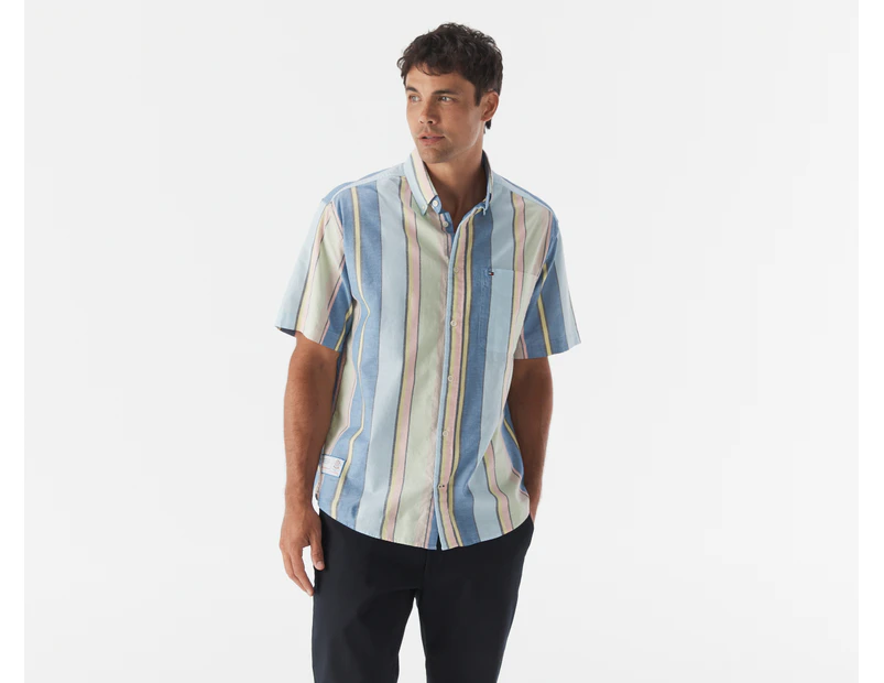 Tommy Hilfiger Men's Ray Stripe Short Sleeve Shirt - Foggy Blue