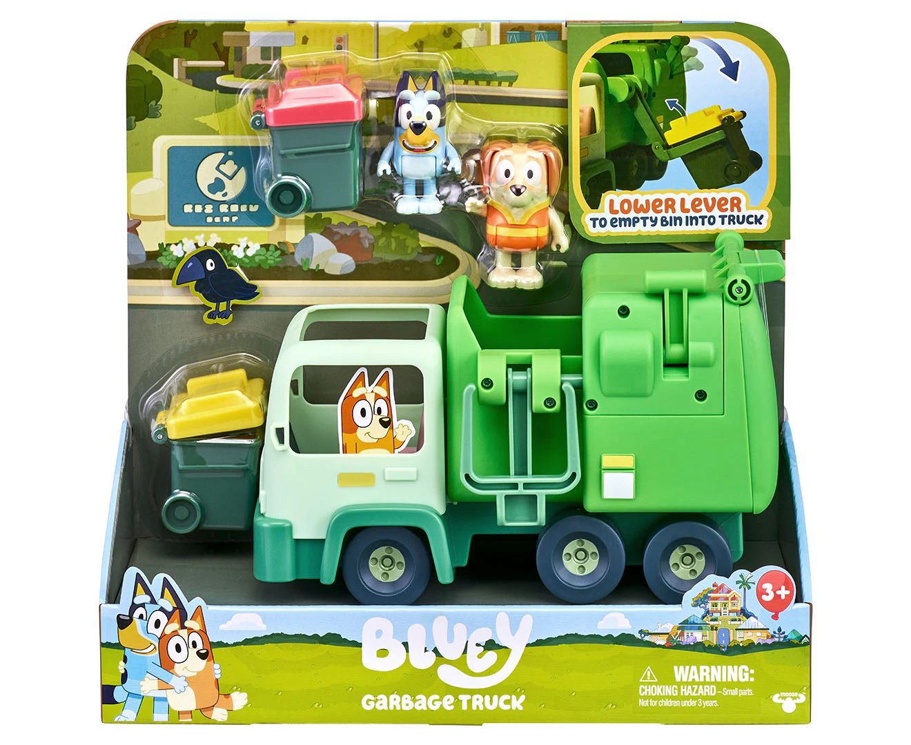 Bluey Garbage Truck Vehicle Interactive Play Toy Figures Kids/Children Green 3y+