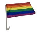 12x RAINBOW CAR FLAG w Window Clip Flags Mardi Gras Day 30cmx45cm Gay Pride BULK