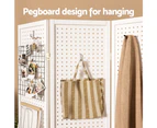 Artiss 4 Panel Room Divider Screen 164x170cm Pegboard White