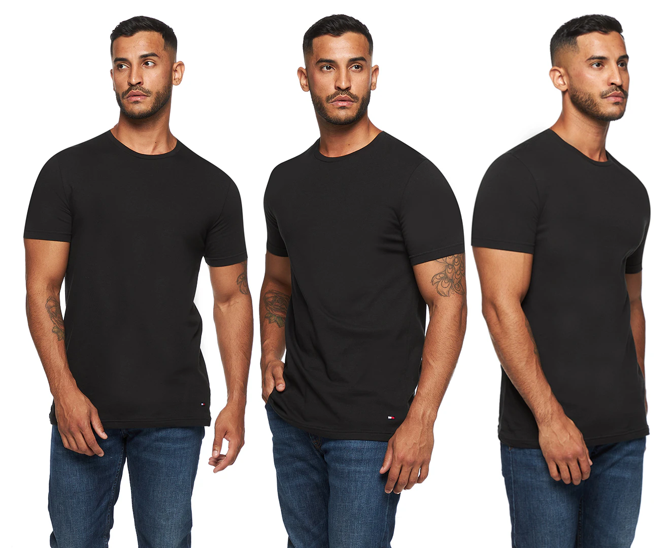 Tommy Hilfiger Men's Classic Crew Neck Tee / T-Shirt / Tshirt 3-Pack - Black