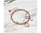 From the Heart Paper Clip Chain Rose Gold Layered Stainless Steel Bracelet