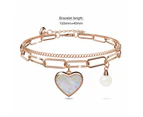 From the Heart Paper Clip Chain Rose Gold Layered Stainless Steel Bracelet