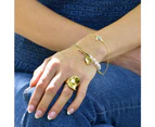 Pearl Paper Clip Chain Heart Gold Layered Stainless Steel Bracelet