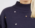 Elm Womne's Spotty Knit Sweater - Dark Sapphire